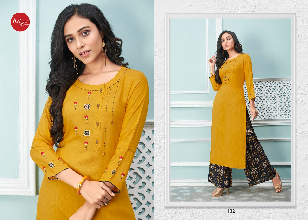 lt nitya glory rayon elegant kurti with bottom catalog