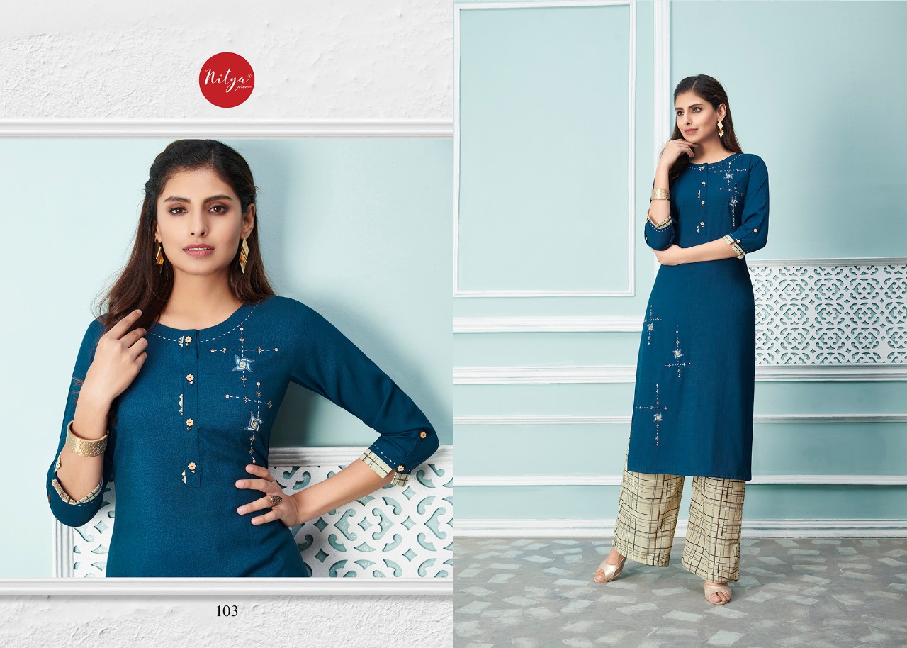 lt nitya glory rayon elegant kurti with bottom catalog