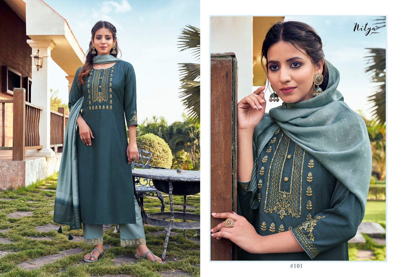 lt nitya maaisa silk gorgeous look kurti with bottom and dupatta catalog