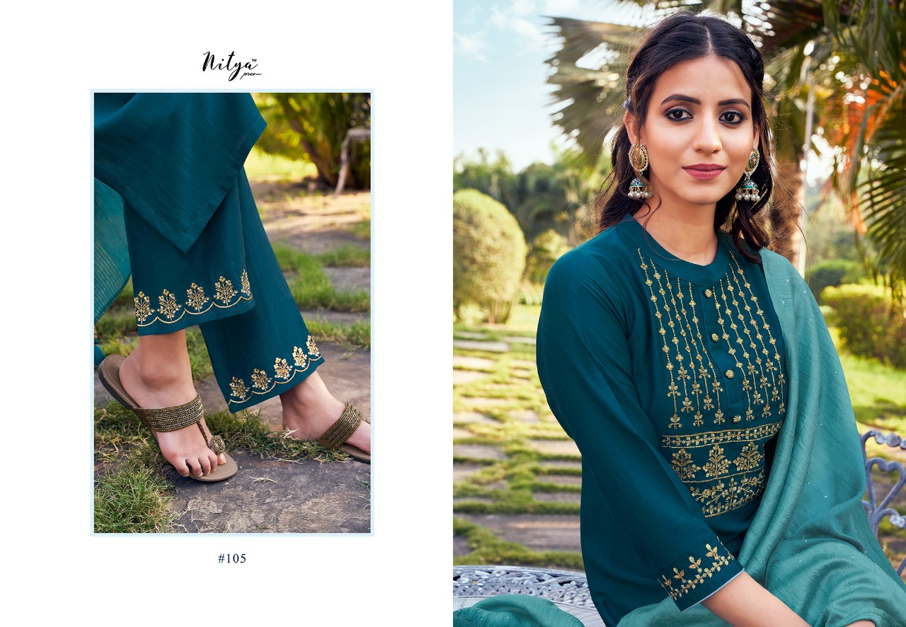 lt nitya maaisa silk gorgeous look kurti with bottom and dupatta catalog