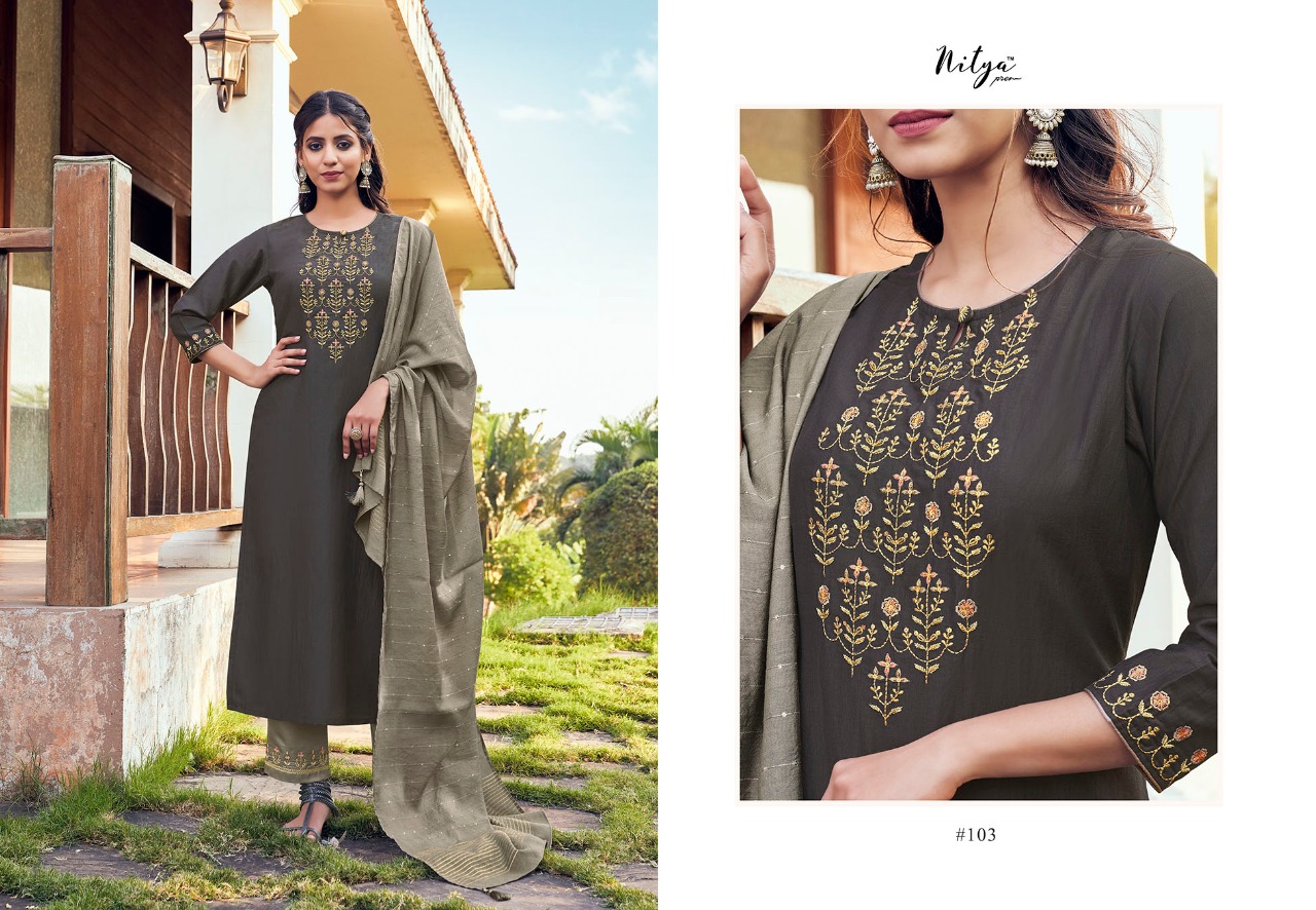 lt nitya maaisa silk gorgeous look kurti with bottom and dupatta catalog