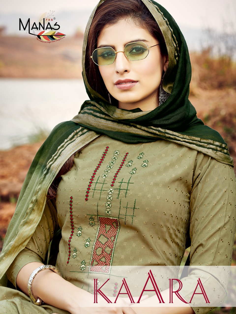 manas kaara dobby attractive kurti with bottom and dupatta catalog