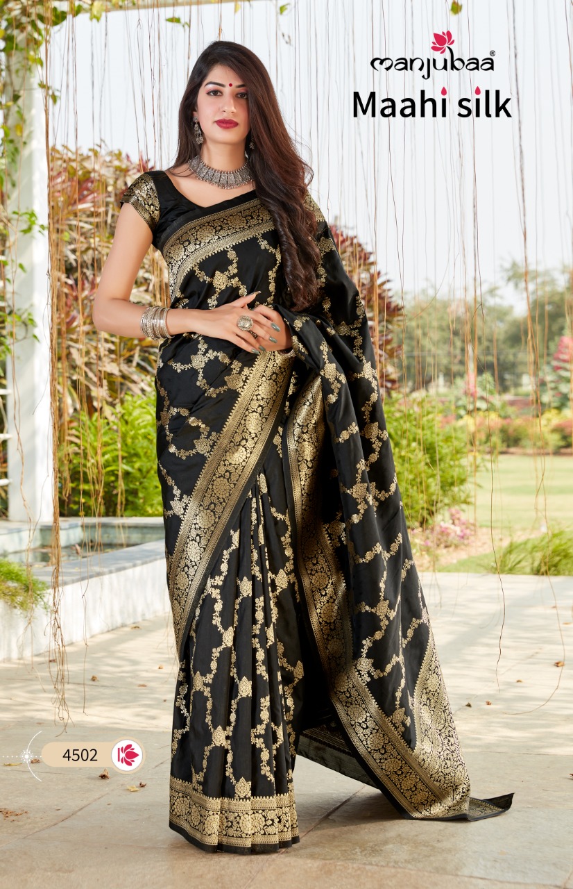 manjubaa clothing maahi silk 4502 silk innovative look saree single