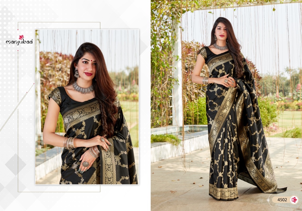 manjubaa clothing maahi silk 4502 silk innovative look saree single