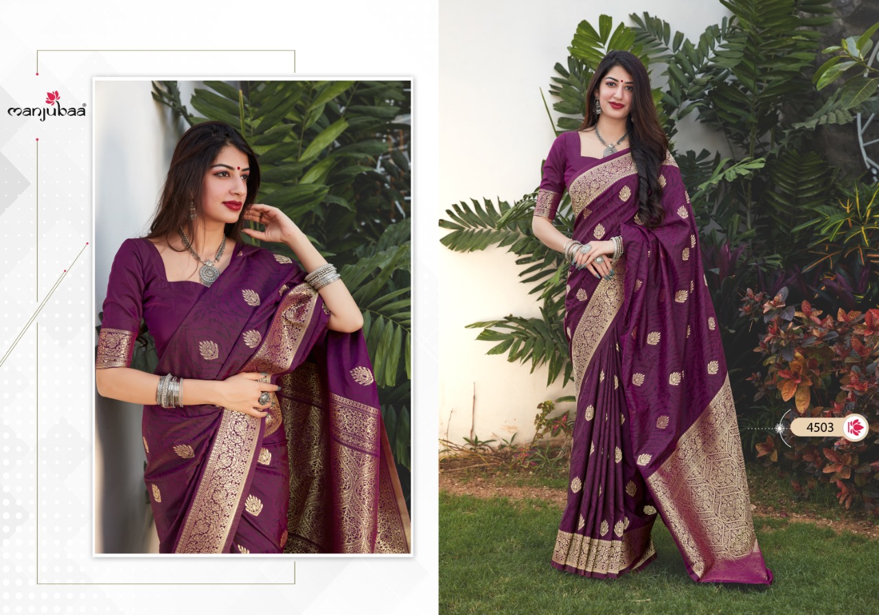 manjubaa clothing maahi silk 4503 silk regal look saree single