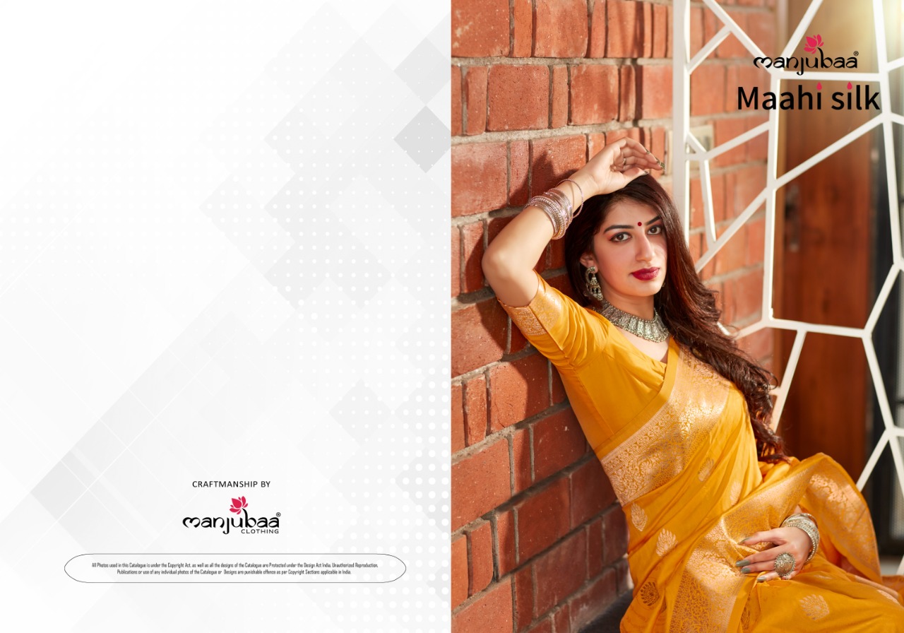 manjubaa clothing maahi silk series 4501 to 4508 elegant saree catalog