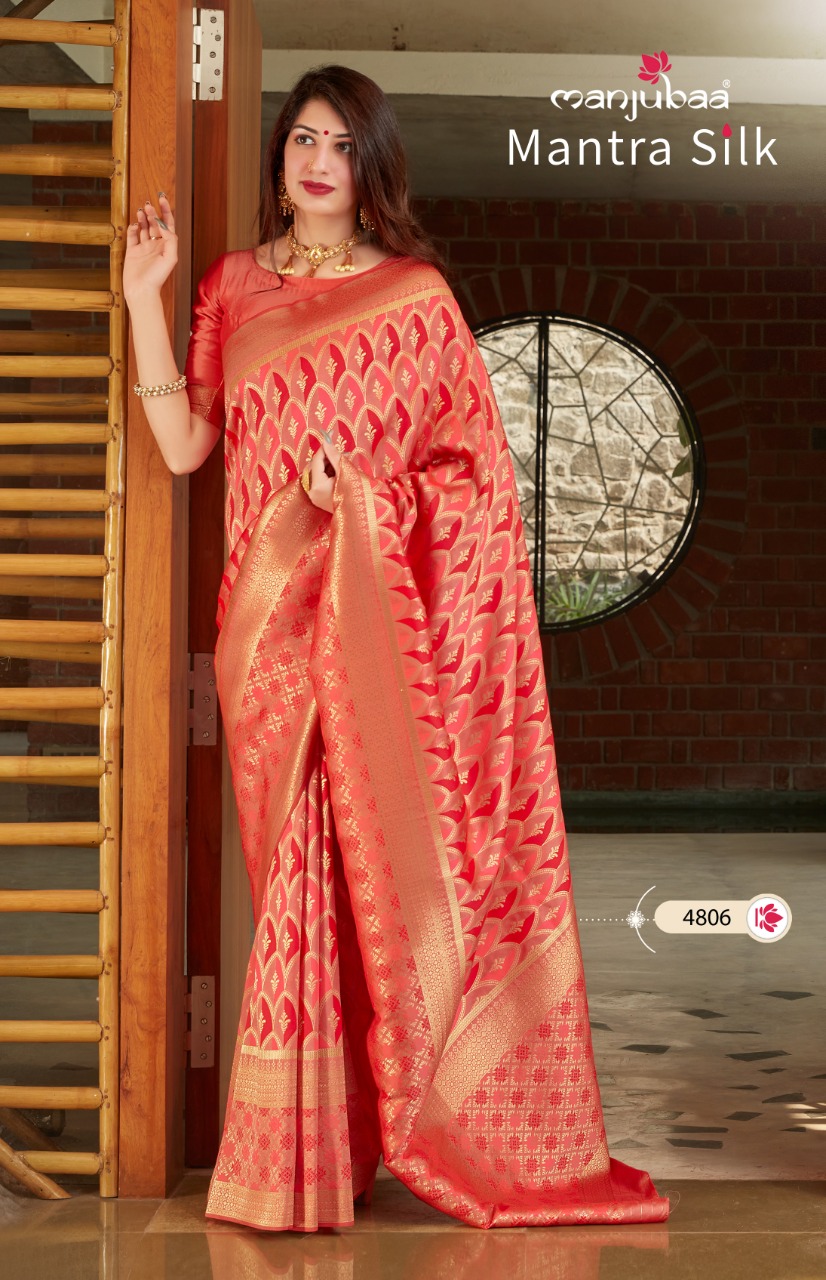 manjubaa clothing mantra silk series 4801 to 4806 elegant saree catalog