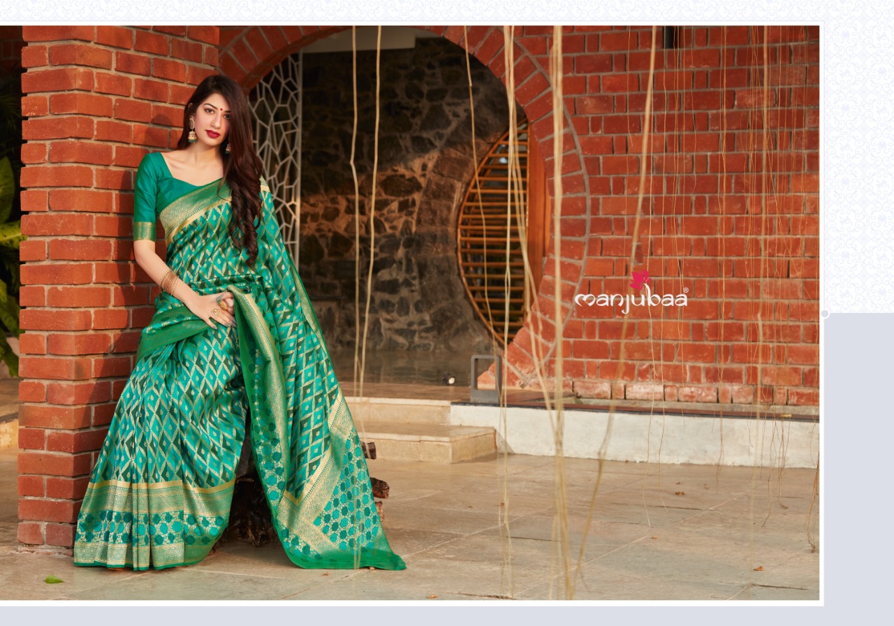 manjubaa clothing mantra silk series 4801 to 4806 elegant saree catalog