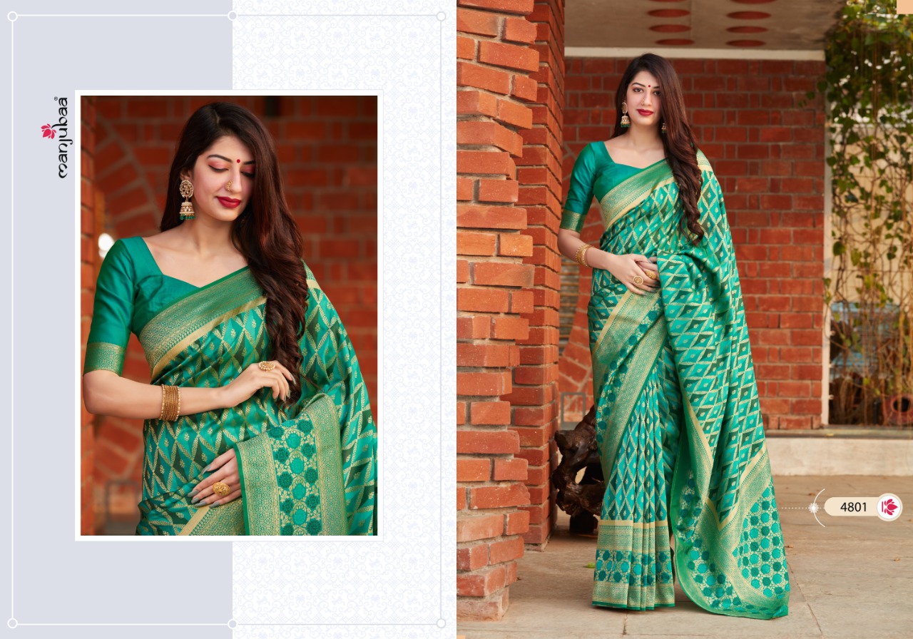 manjubaa clothing mantra silk series 4801 to 4806 elegant saree catalog