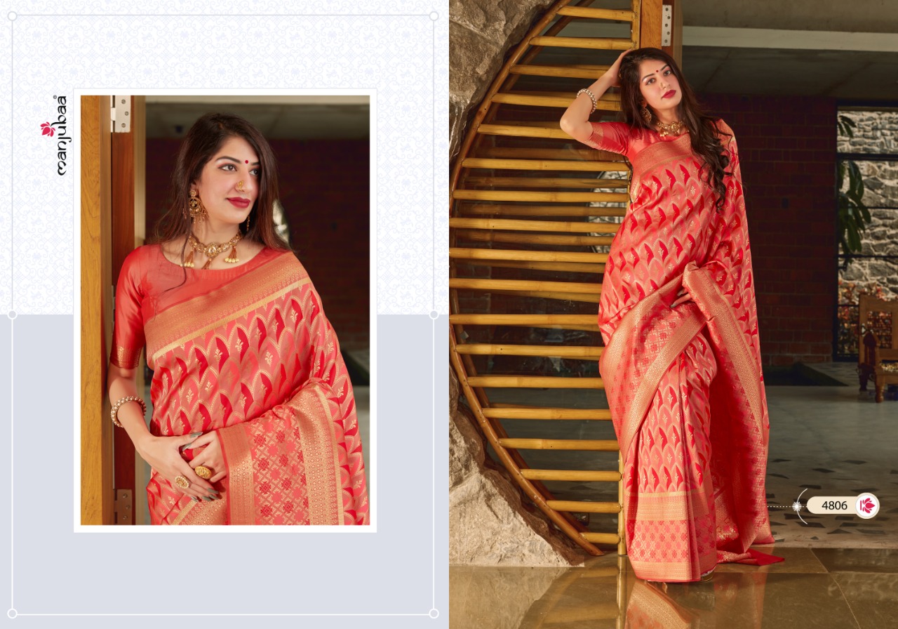 manjubaa clothing mantra silk series 4801 to 4806 elegant saree catalog