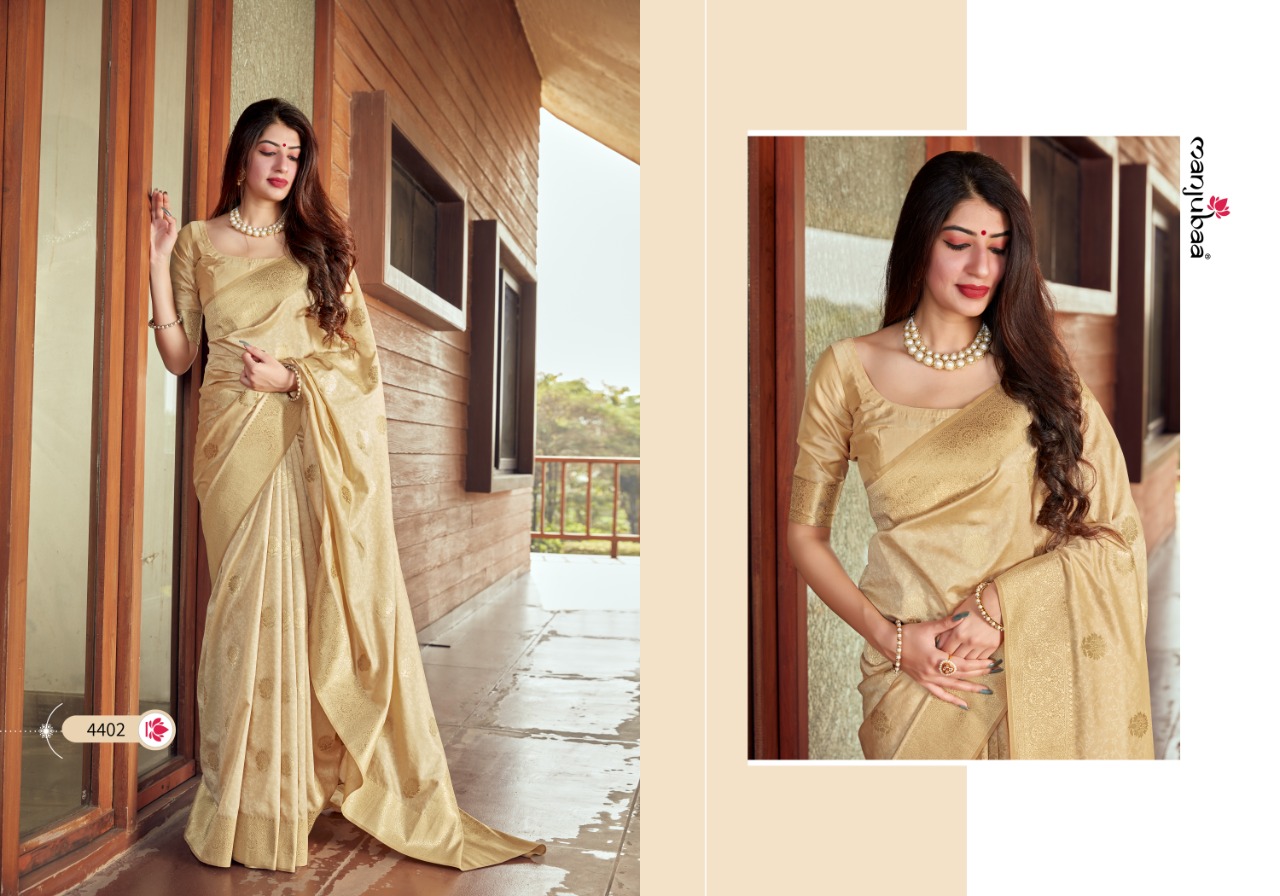 manjubaa clothing misty silk series 4401 to 4410 elegant saree catalog