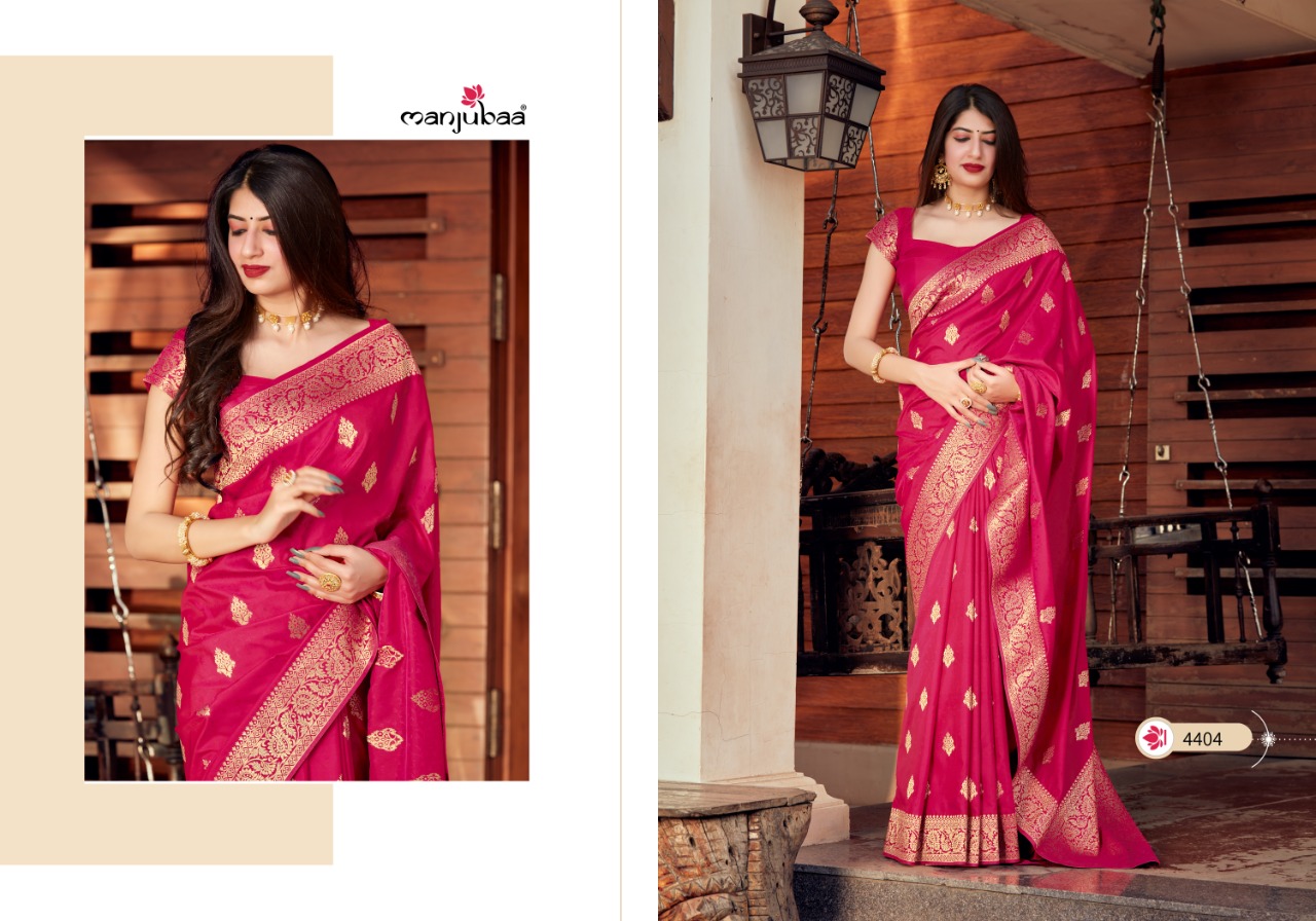 manjubaa clothing misty silk series 4401 to 4410 elegant saree catalog