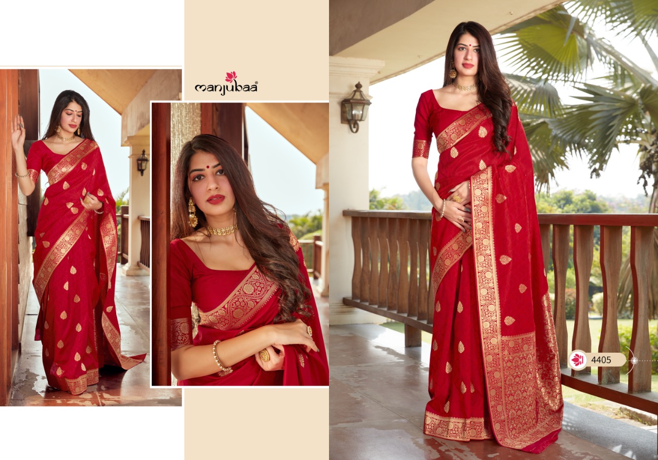 manjubaa clothing misty silk series 4401 to 4410 elegant saree catalog