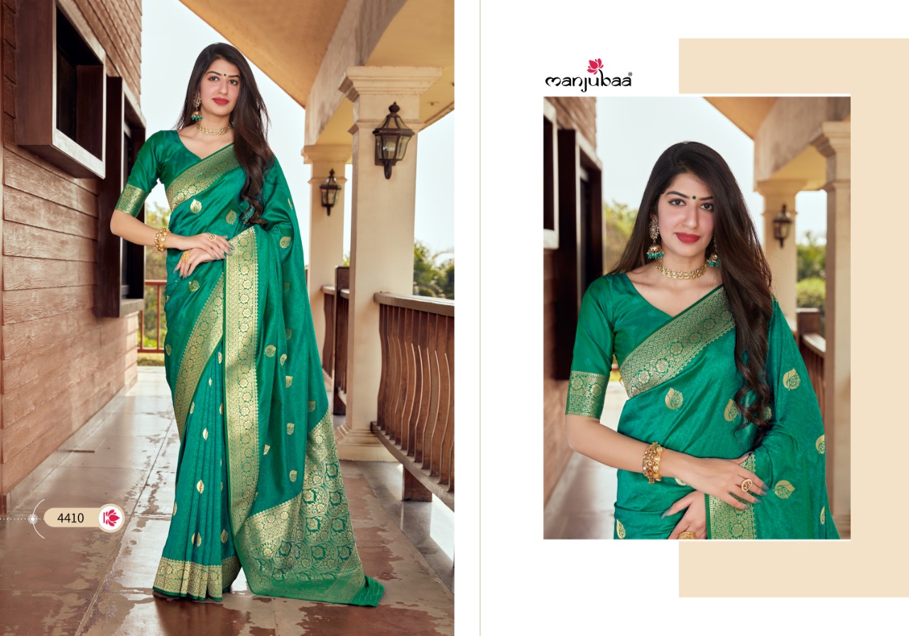 manjubaa clothing misty silk series 4401 to 4410 elegant saree catalog