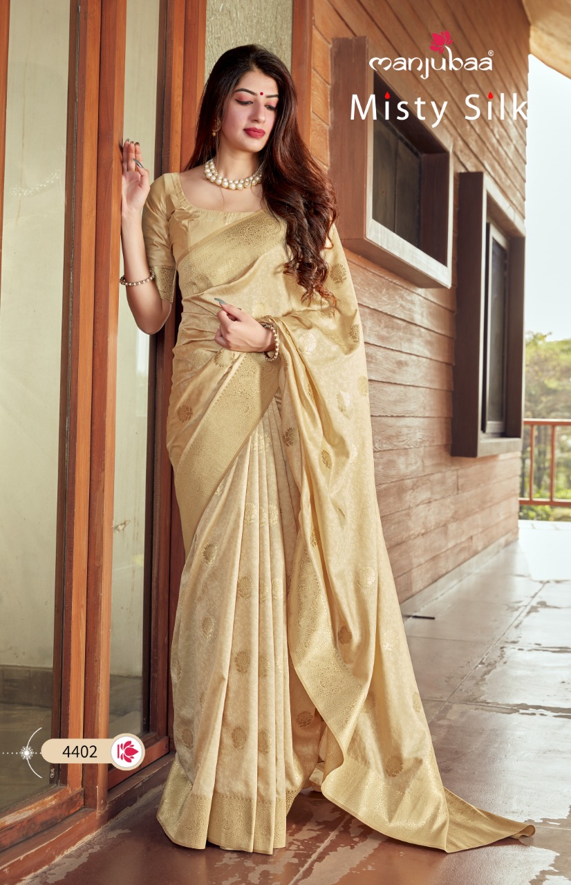 manjubaa clothing misty silk series 4401 to 4410 elegant saree catalog