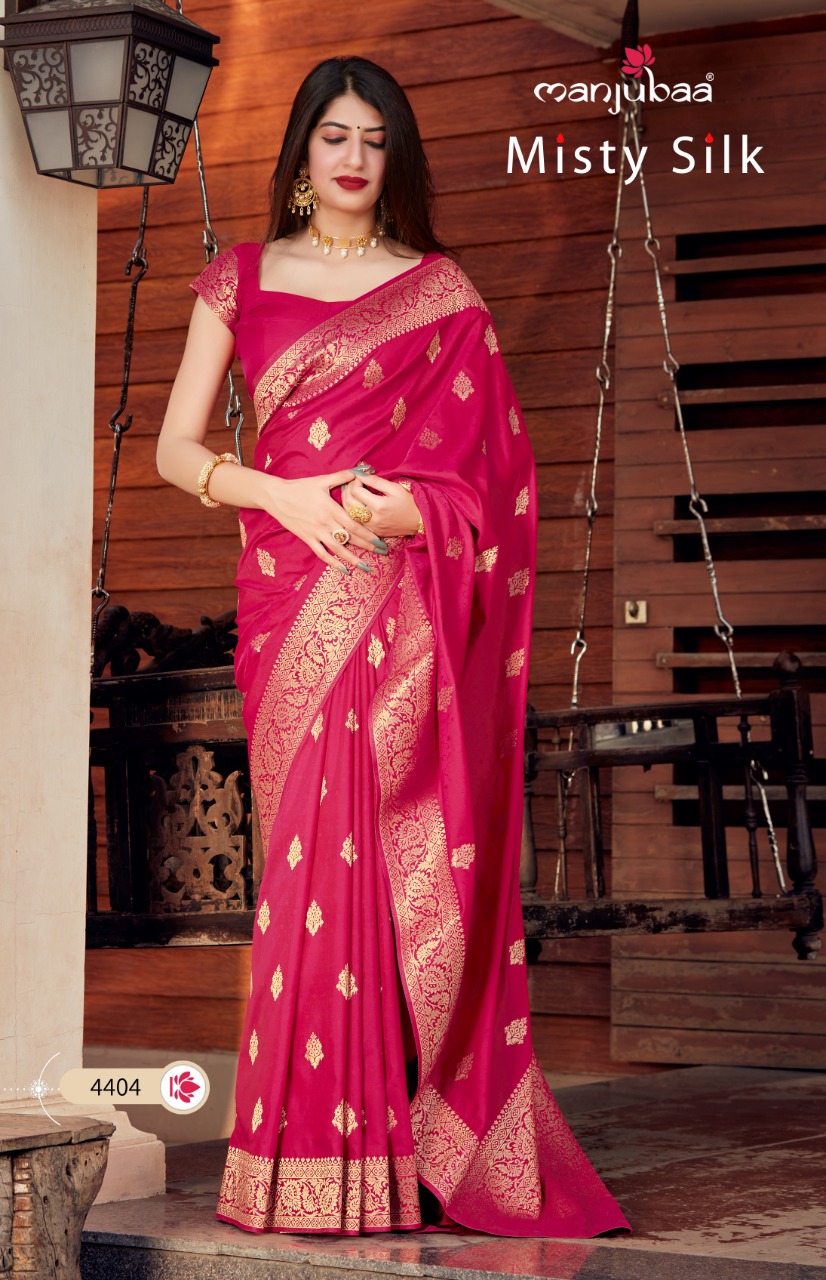 manjubaa clothing misty silk series 4401 to 4410 elegant saree catalog