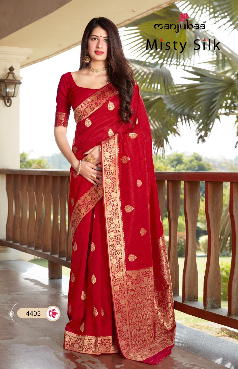 manjubaa clothing misty silk series 4401 to 4410 elegant saree catalog