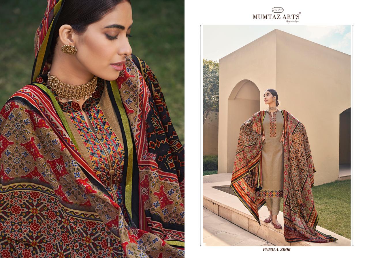 mumtaz arts patola jam satin  elegant salwar suit catalog