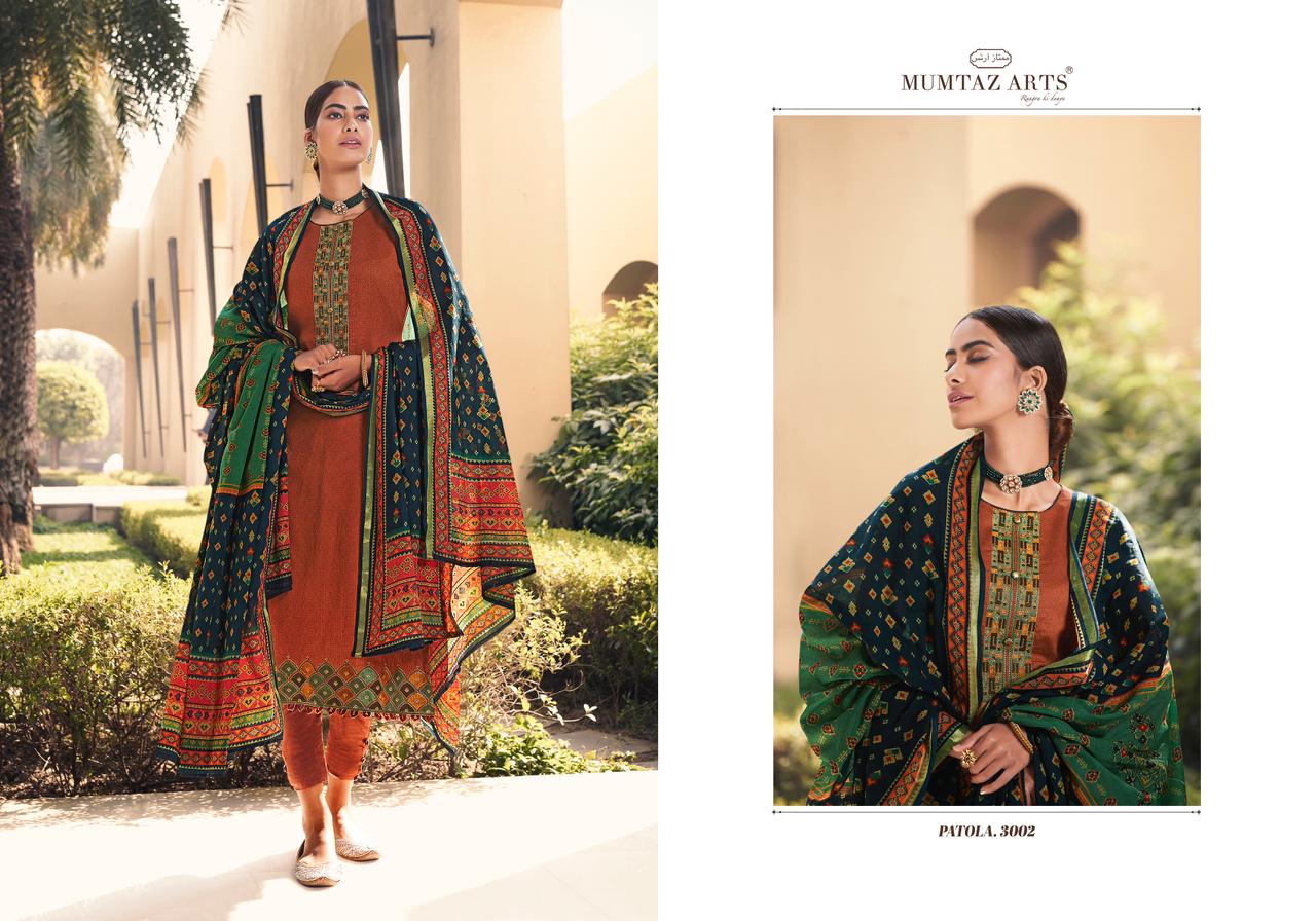 mumtaz arts patola jam satin  elegant salwar suit catalog