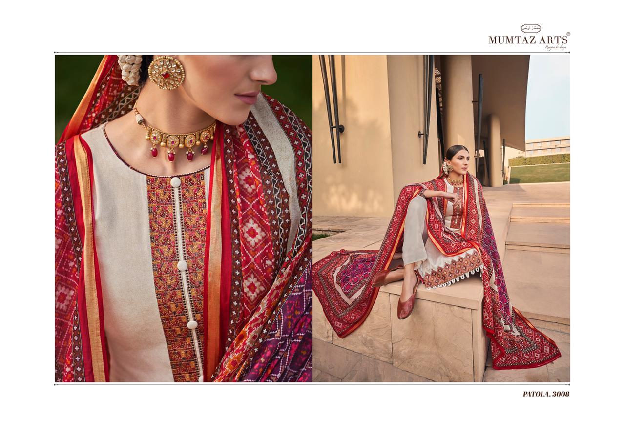 mumtaz arts patola jam satin  elegant salwar suit catalog