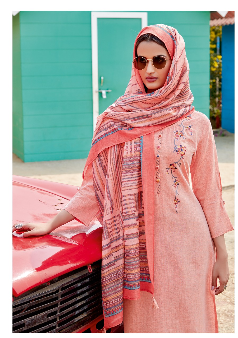 pink mirror dream viscose innovative style kurti with pant and dupatta catalog