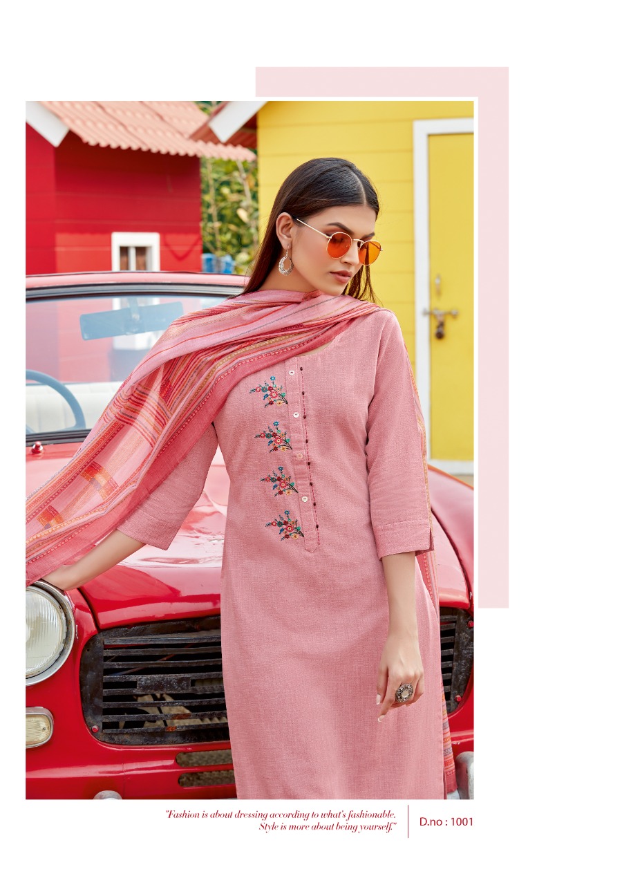 pink mirror dream viscose innovative style kurti with pant and dupatta catalog