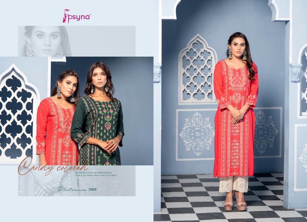 psyna platinum vol 3 rayon classic trendy look kurti catalog