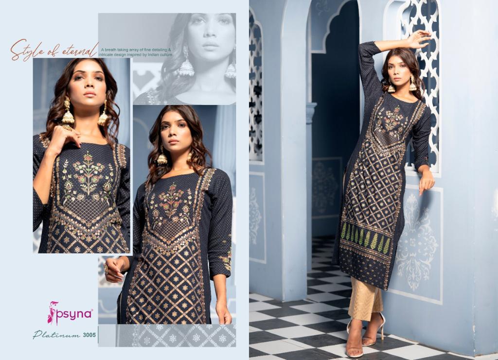 psyna platinum vol 3 rayon classic trendy look kurti catalog