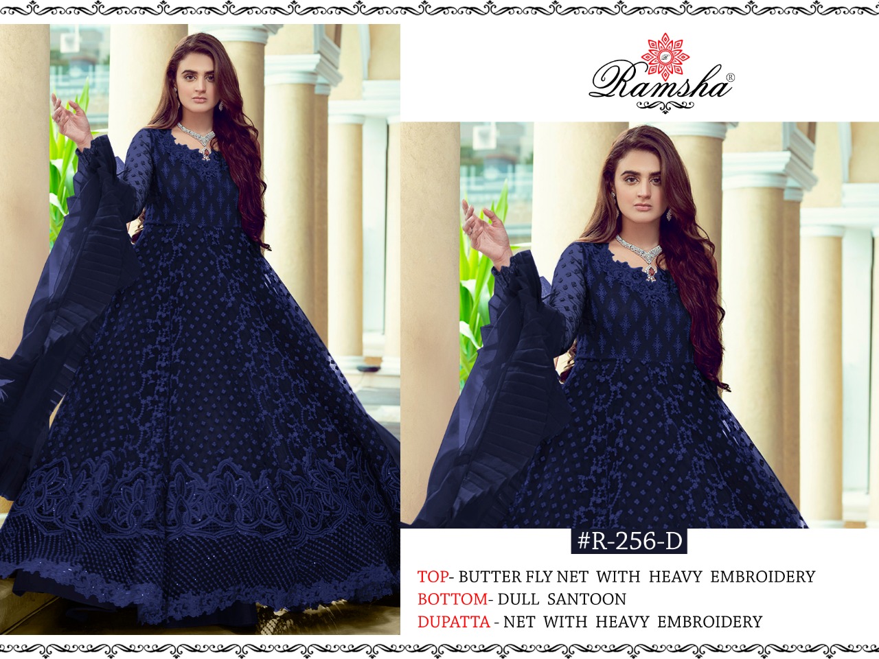 ramsha  r-256 d net regal look salwar suit singal