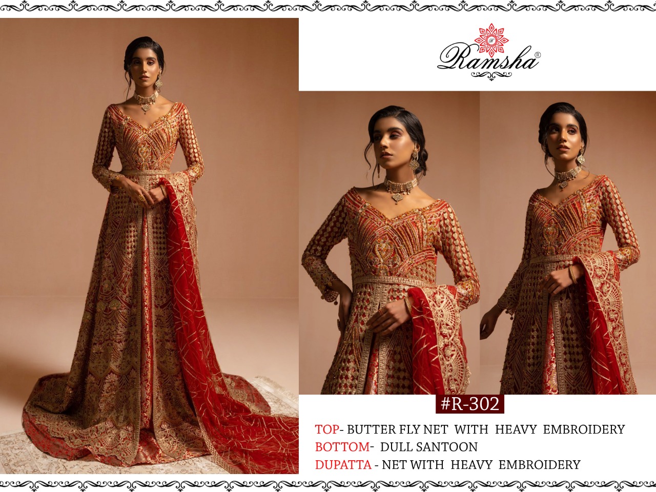 ramsha  r 302 vol 9 georget festive look salwar suit singal