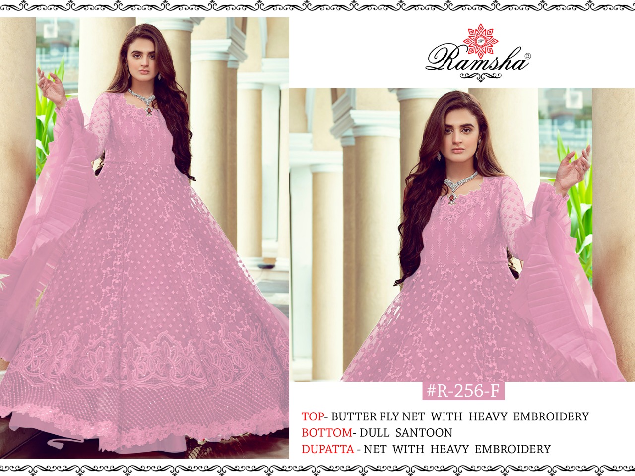 ramsha r 256 nx light butterfly net gorgeous look gown style colour set