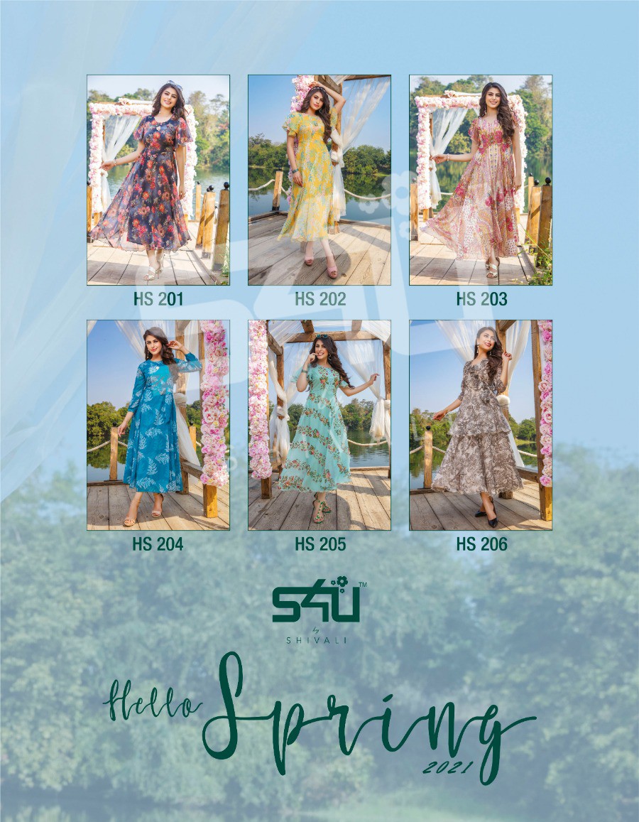 s4u hello spring chiffon astonishing kurti catalog