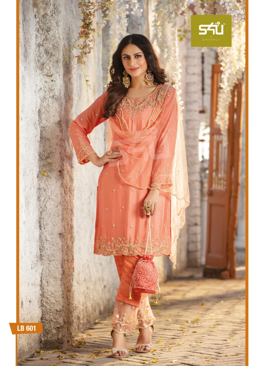 s4u la bella vol 6 georgette attractive kurti with pant catalog