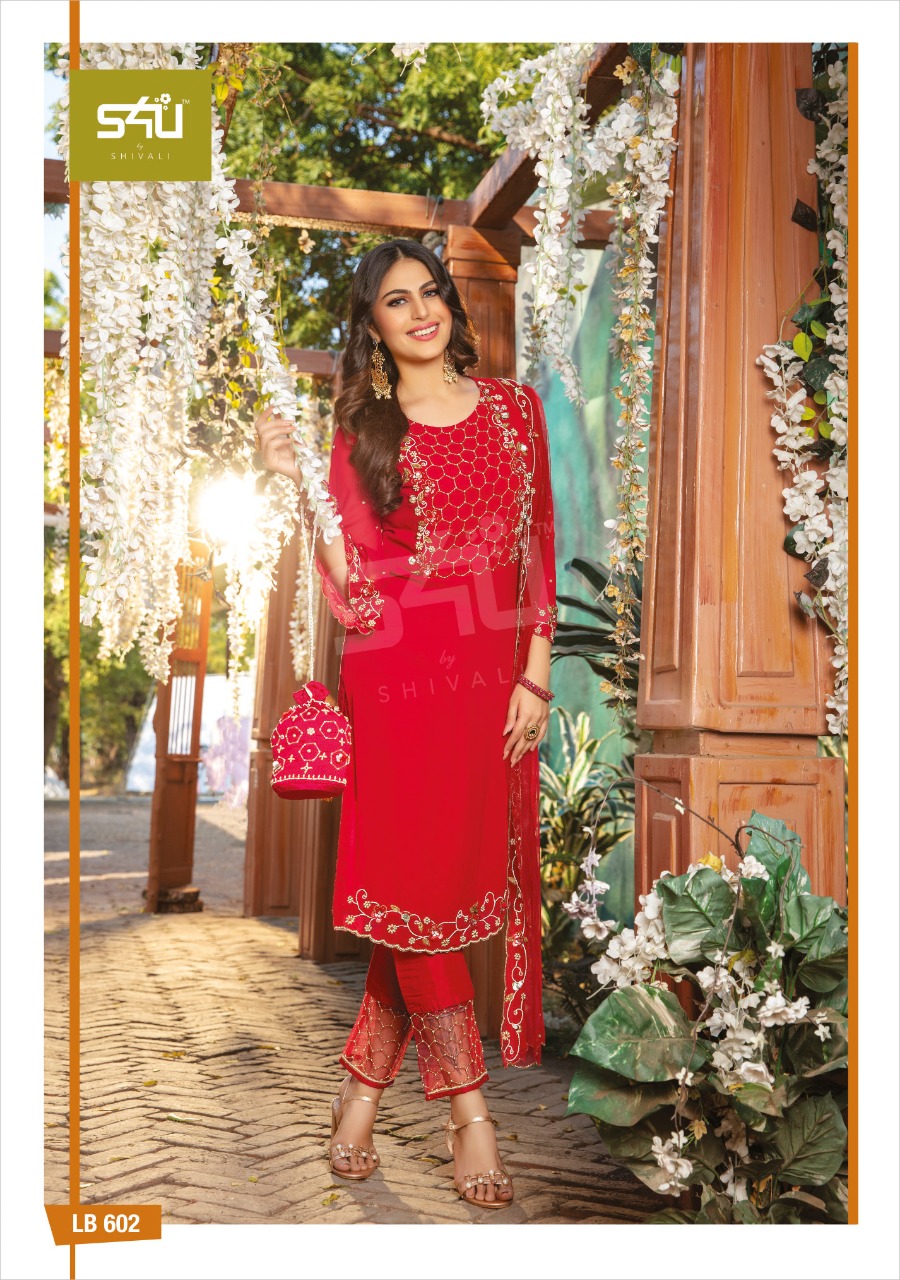 s4u la bella vol 6 georgette attractive kurti with pant catalog