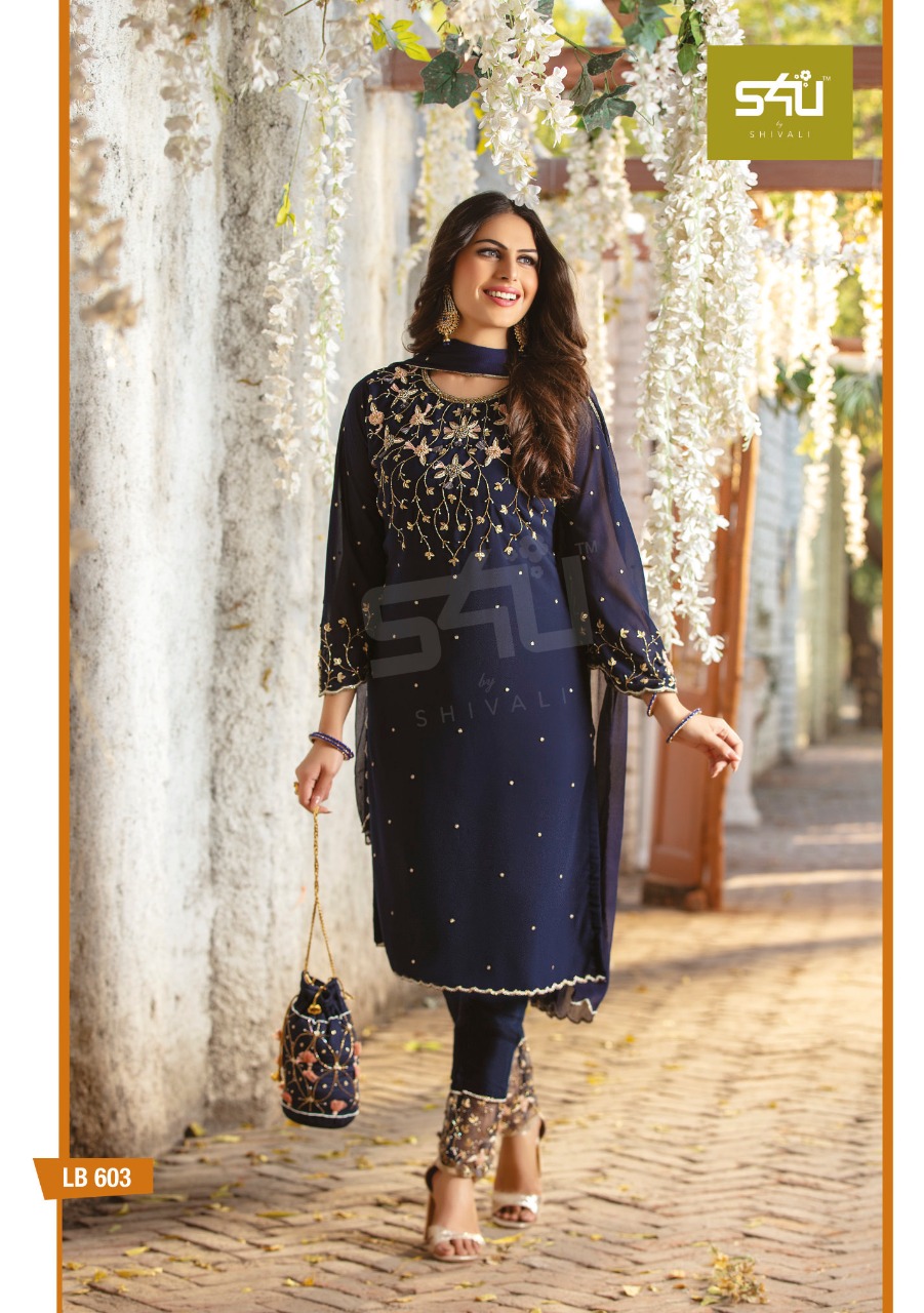 s4u la bella vol 6 georgette attractive kurti with pant catalog