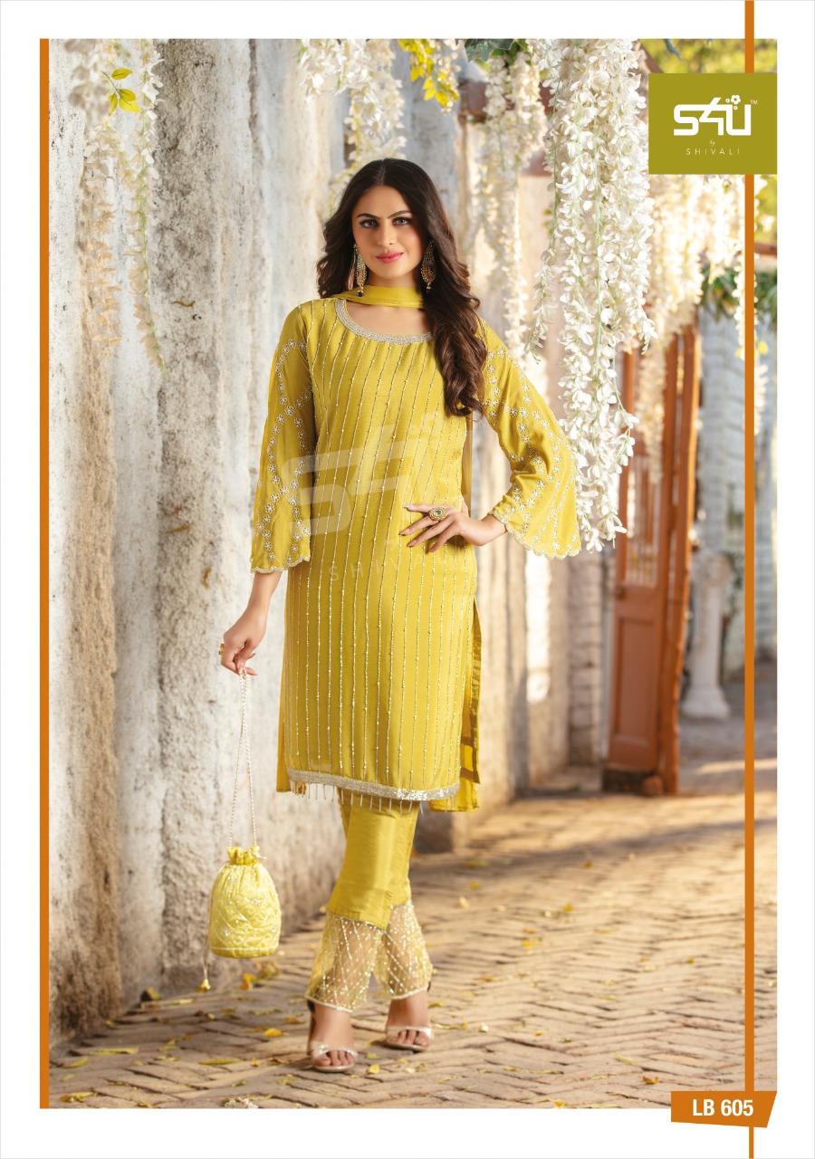 s4u la bella vol 6 georgette attractive kurti with pant catalog