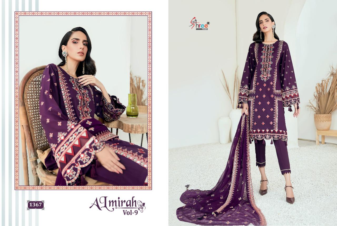 shree fab al mirah vol 9 pure lawn festive look  salwar suit catalog