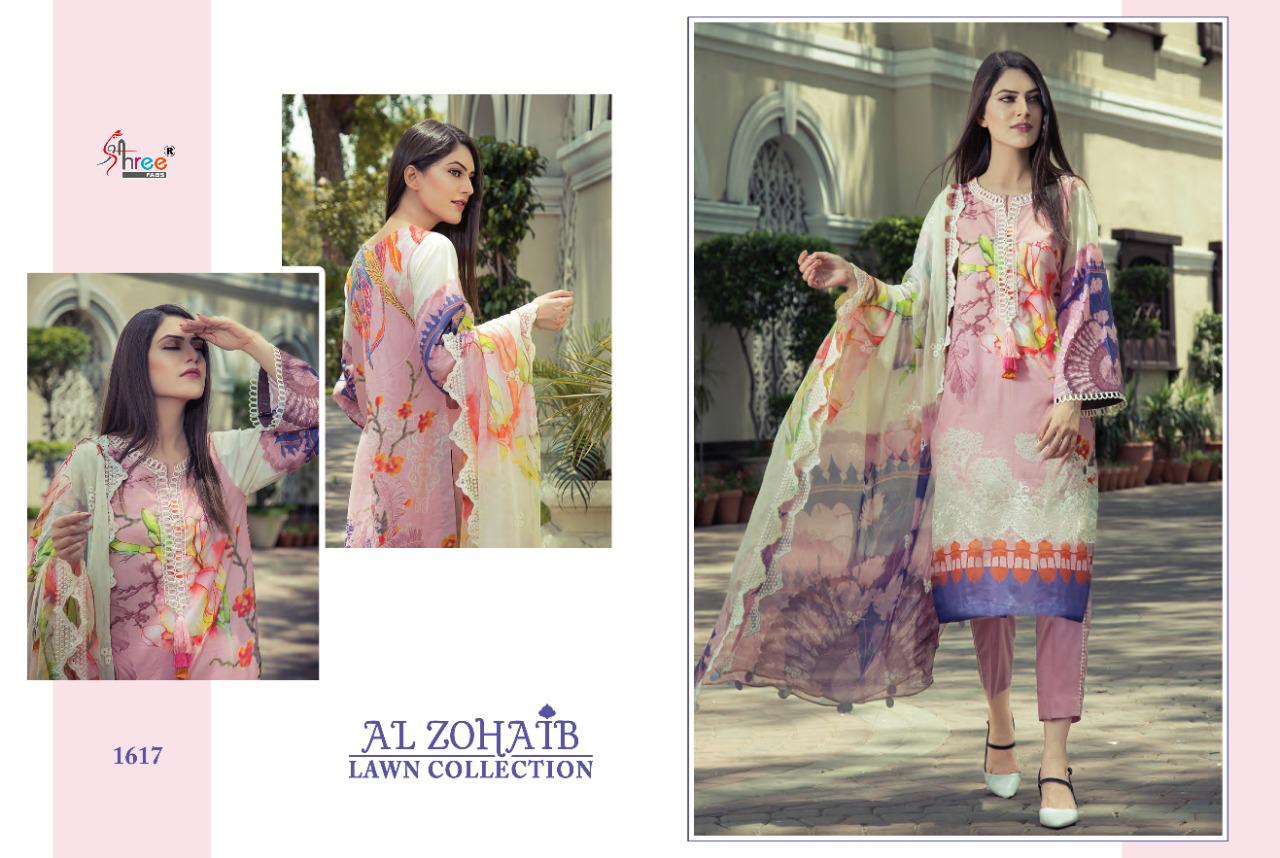 shree fab al zohaib lawn collection cotton exclusive print look siffon dupatta salwar suit catalog