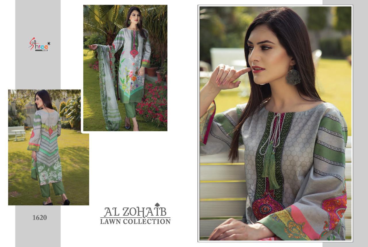 shree fab al zohaib lawn collection cotton exclusive print look siffon dupatta salwar suit catalog