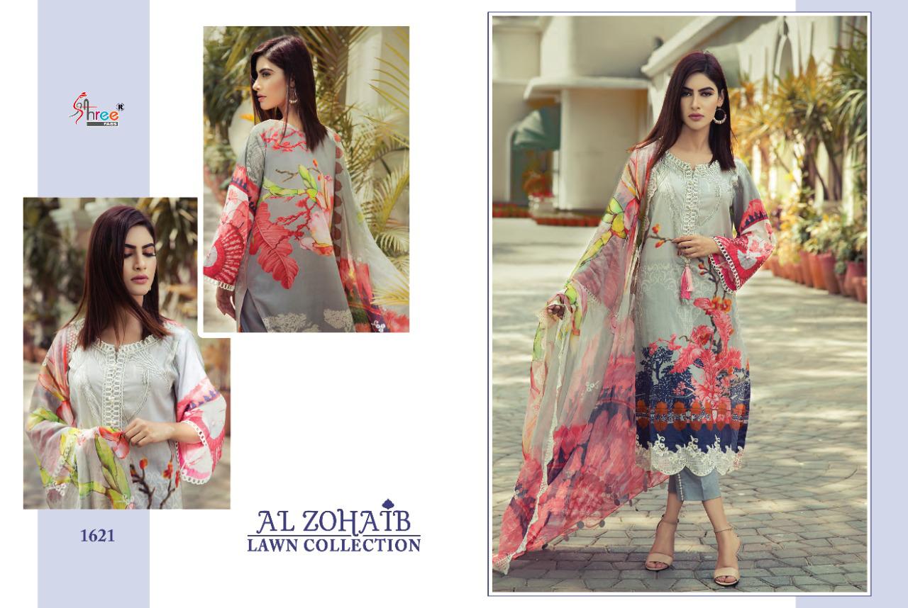 shree fab al zohaib lawn collection cotton exclusive print look siffon dupatta salwar suit catalog