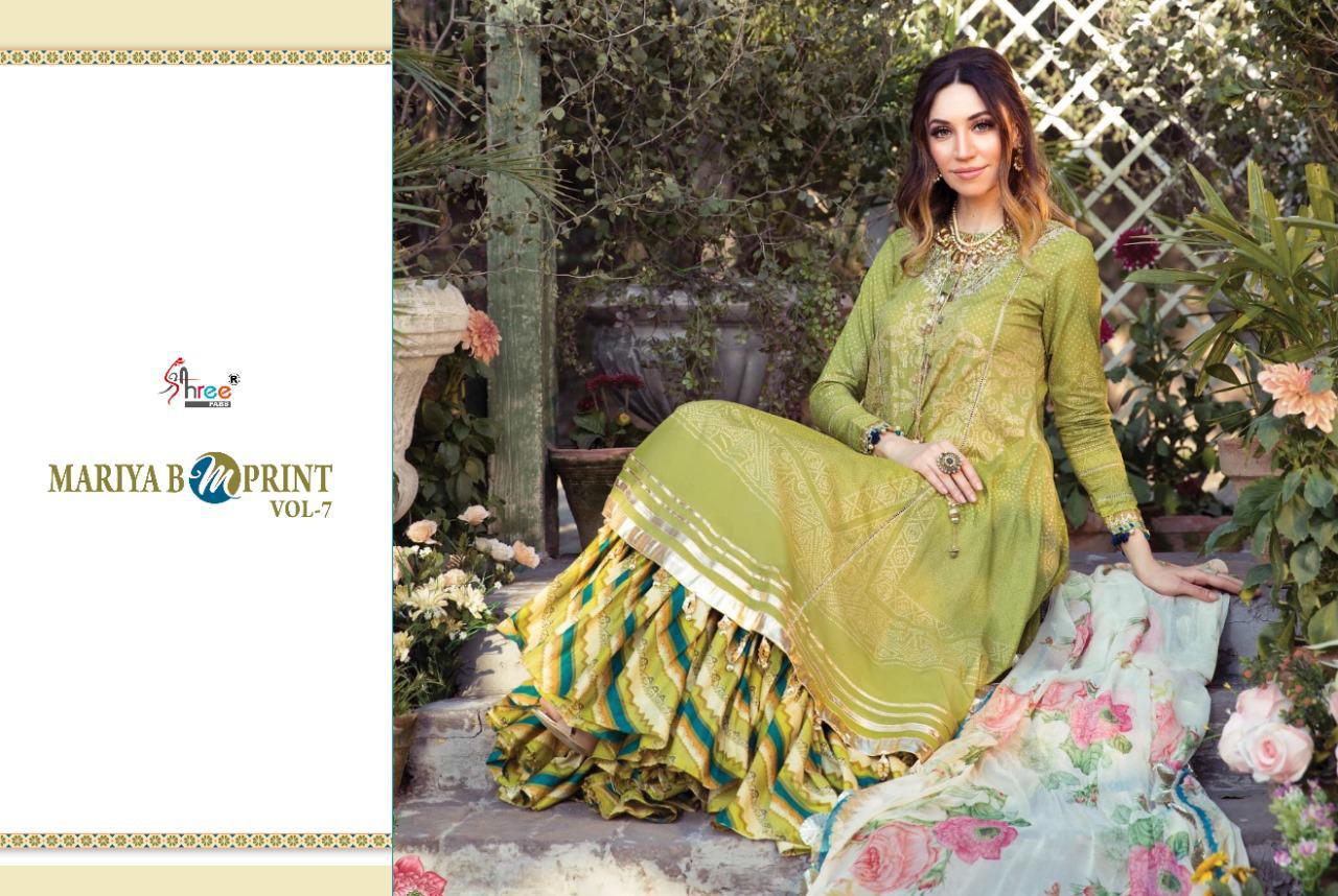 shree fab maria b m print vol 7 pure cambric lawn exclusive colours and print cotton dupatta salwar suit catalog