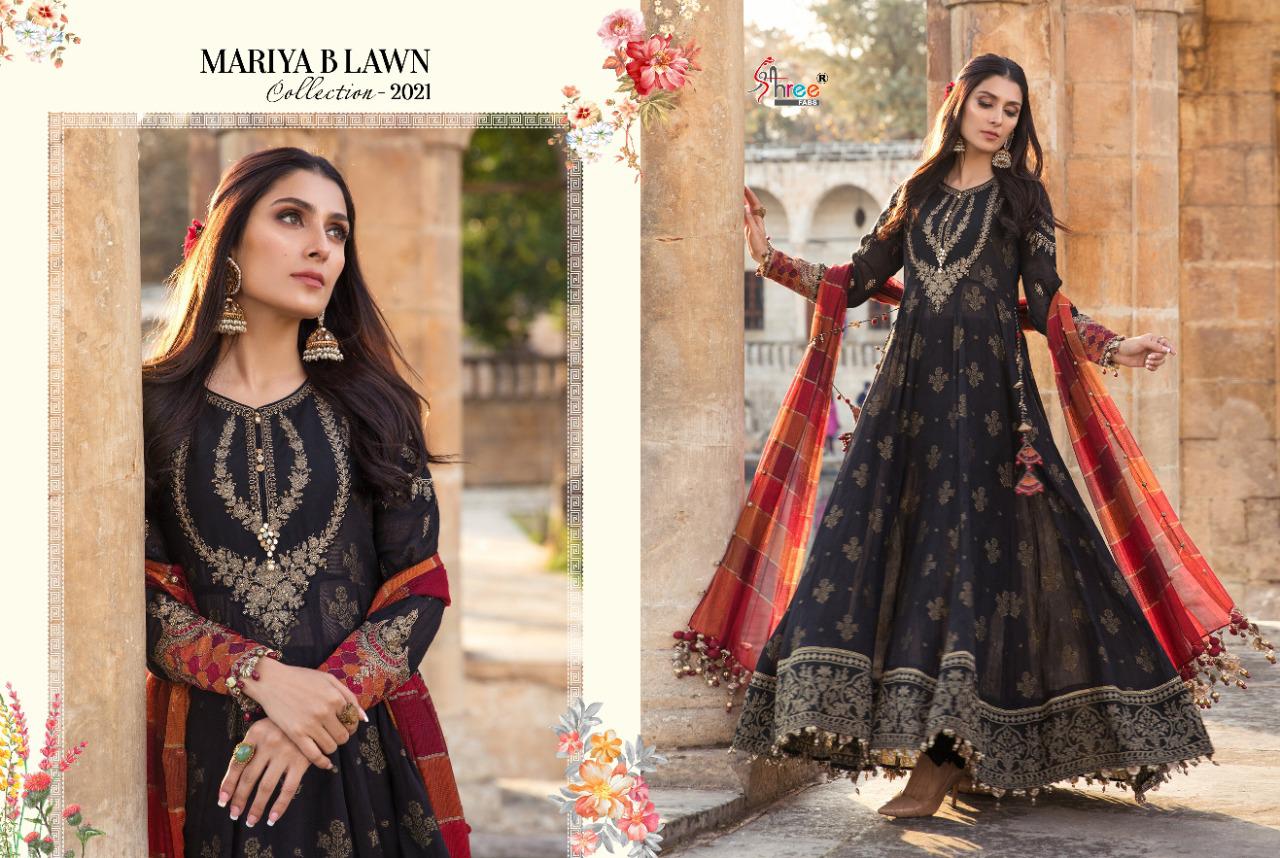 shree fab mariya b lawn collection 2021 exclusive colours and print siffon dupatta salwar suit catalog