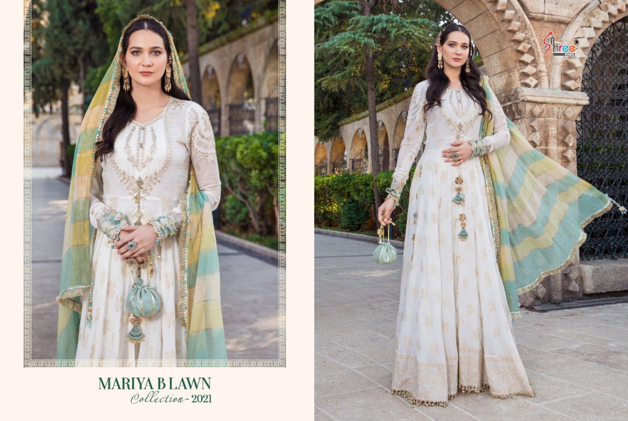 shree fab mariya b lawn collection 2021 exclusive colours and print siffon dupatta salwar suit catalog