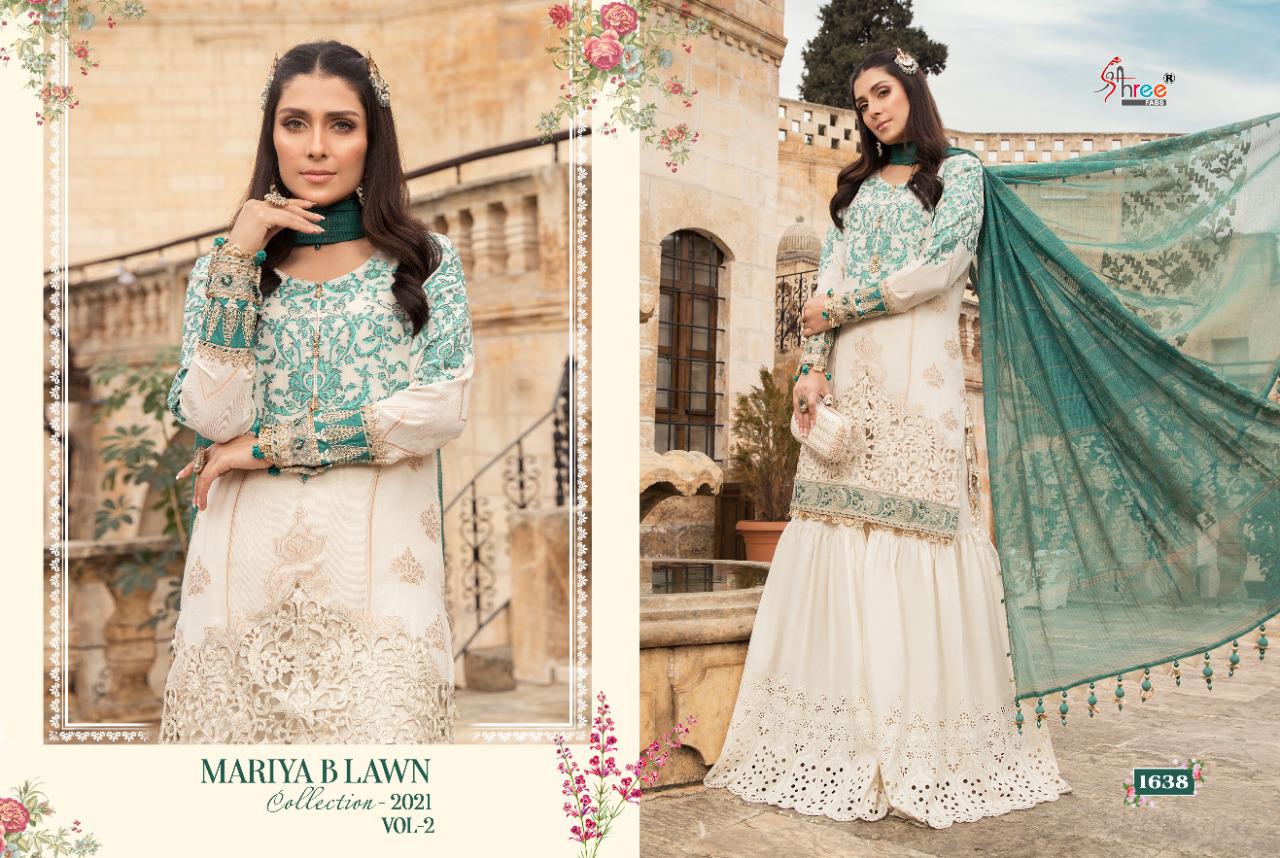 shree fab mariya b lawn collection 2021 vol 2  exclusive colours and print siffon dupatta salwar suit catalog