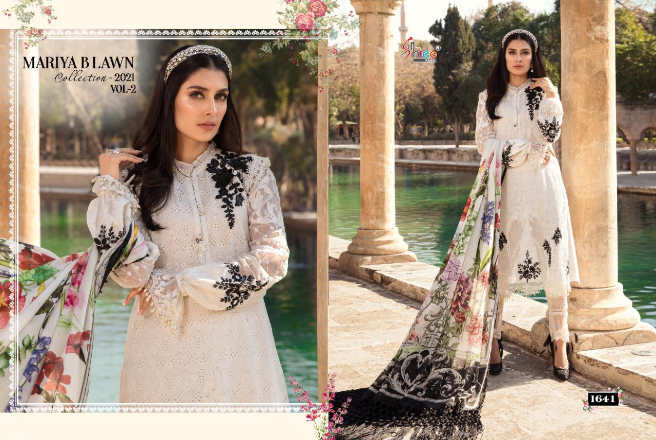 shree fab mariya b lawn collection 2021 vol 2  exclusive colours and print siffon dupatta salwar suit catalog