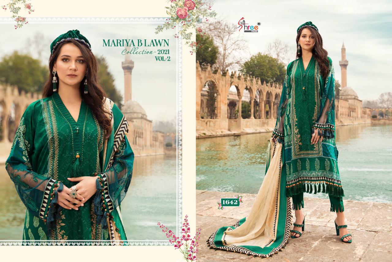 shree fab mariya b lawn collection 2021 vol 2  exclusive colours and print siffon dupatta salwar suit catalog