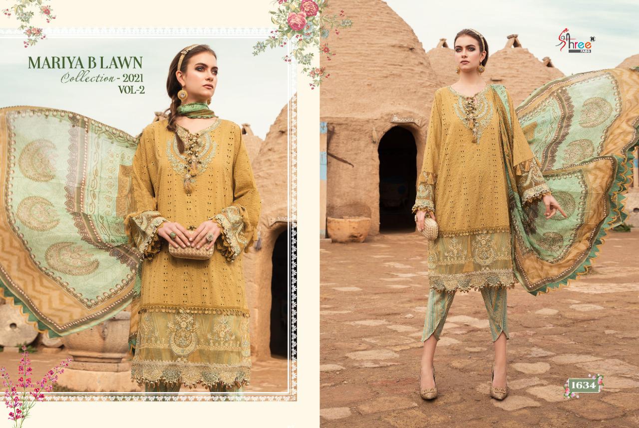 shree fab mariya b lawn collection 2021 vol 2  exclusive colours and print siffon dupatta salwar suit catalog