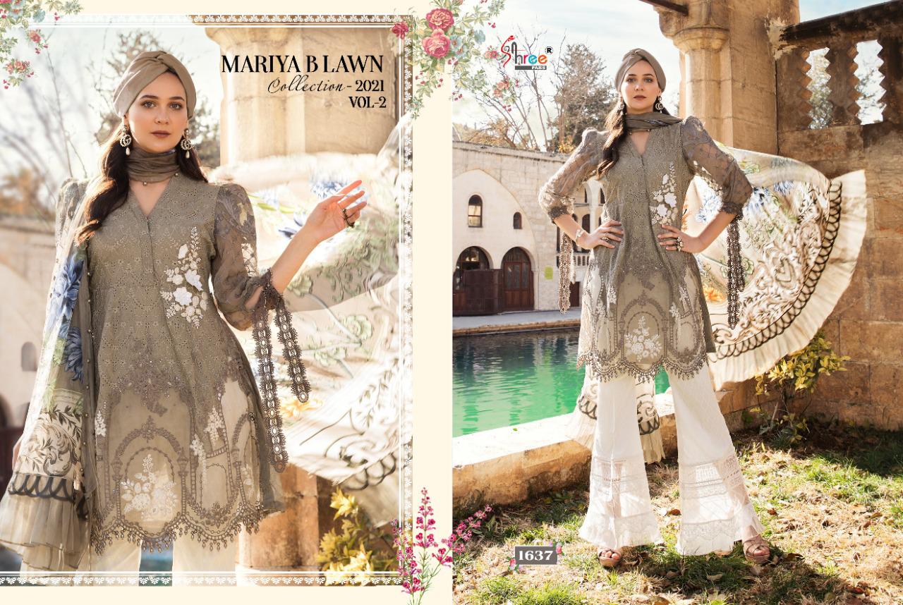 shree fab mariya b lawn collection 2021 vol 2  exclusive colours and print siffon dupatta salwar suit catalog