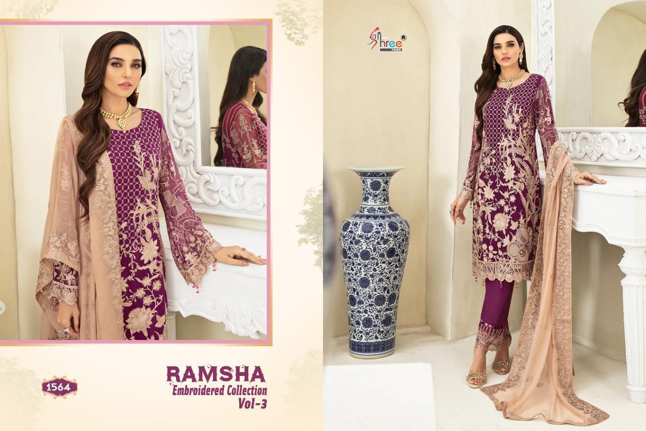 shree fab ramsha embroidered collecation vol 3 d no 1564 salwar suit singal