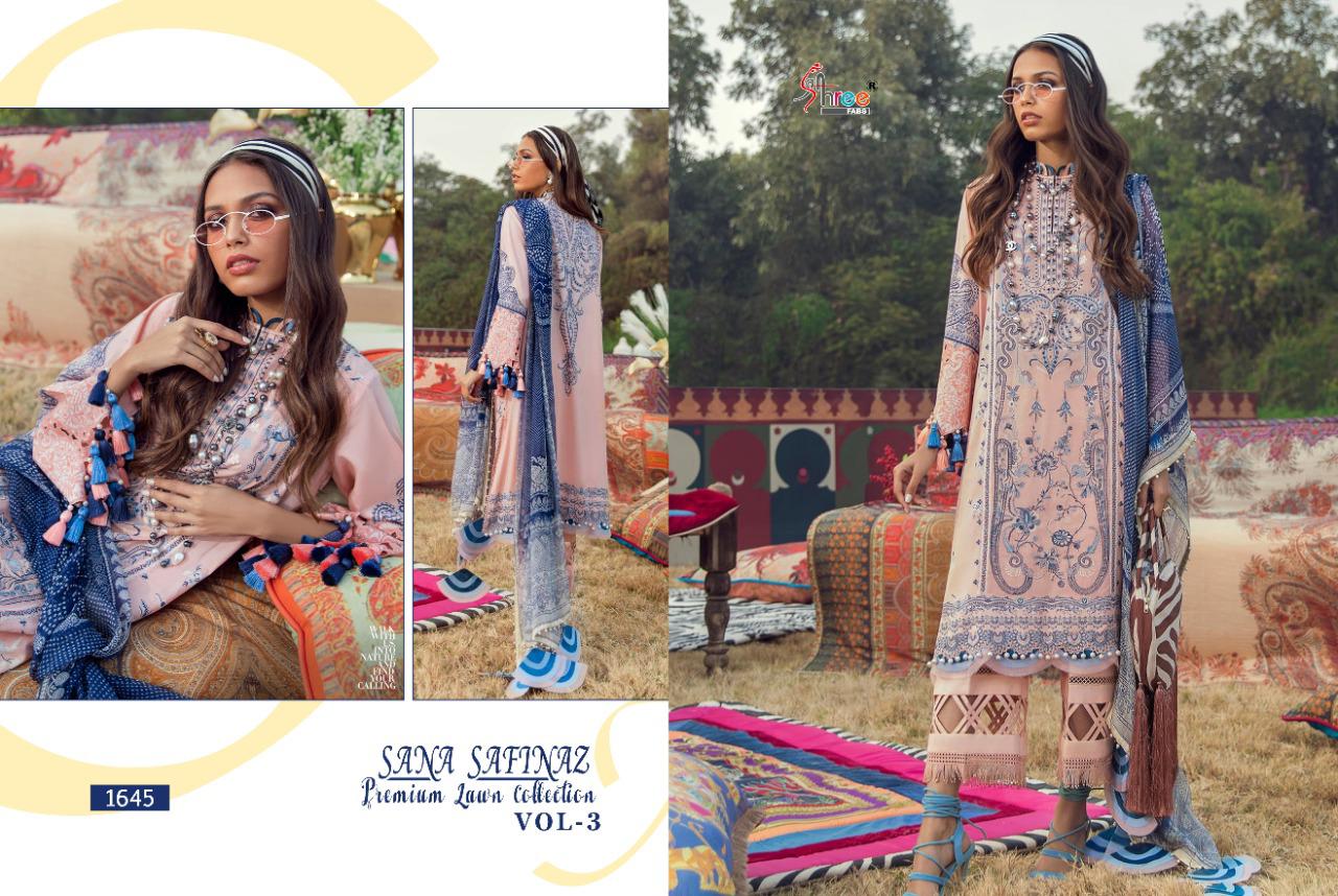 shree fab sana safinaz premium lawn collection vol 3 cotton salwar suit with cotton dupatta catalog